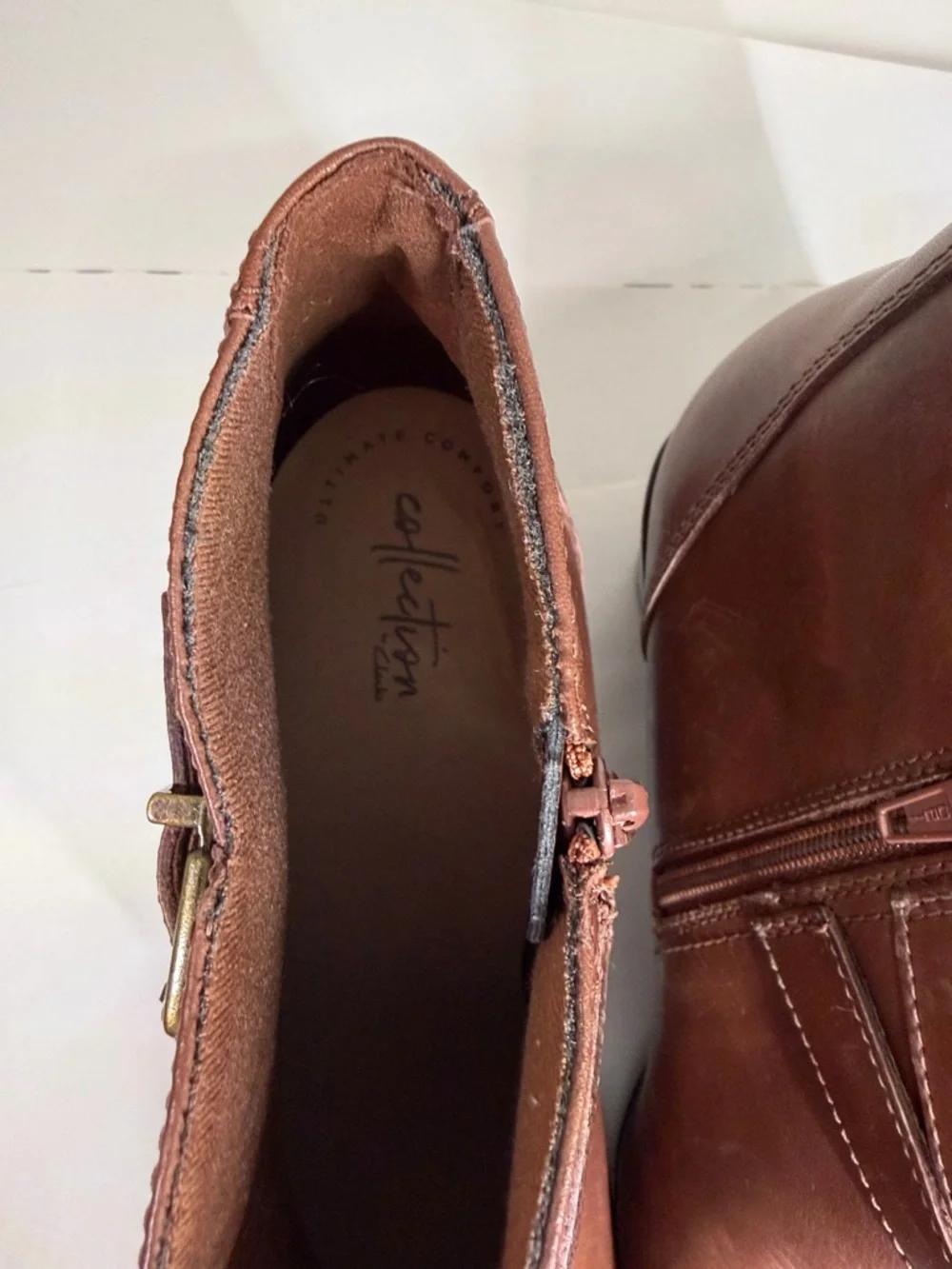 Women's Brown Leather Ankle Boots with Buckle Detail‎